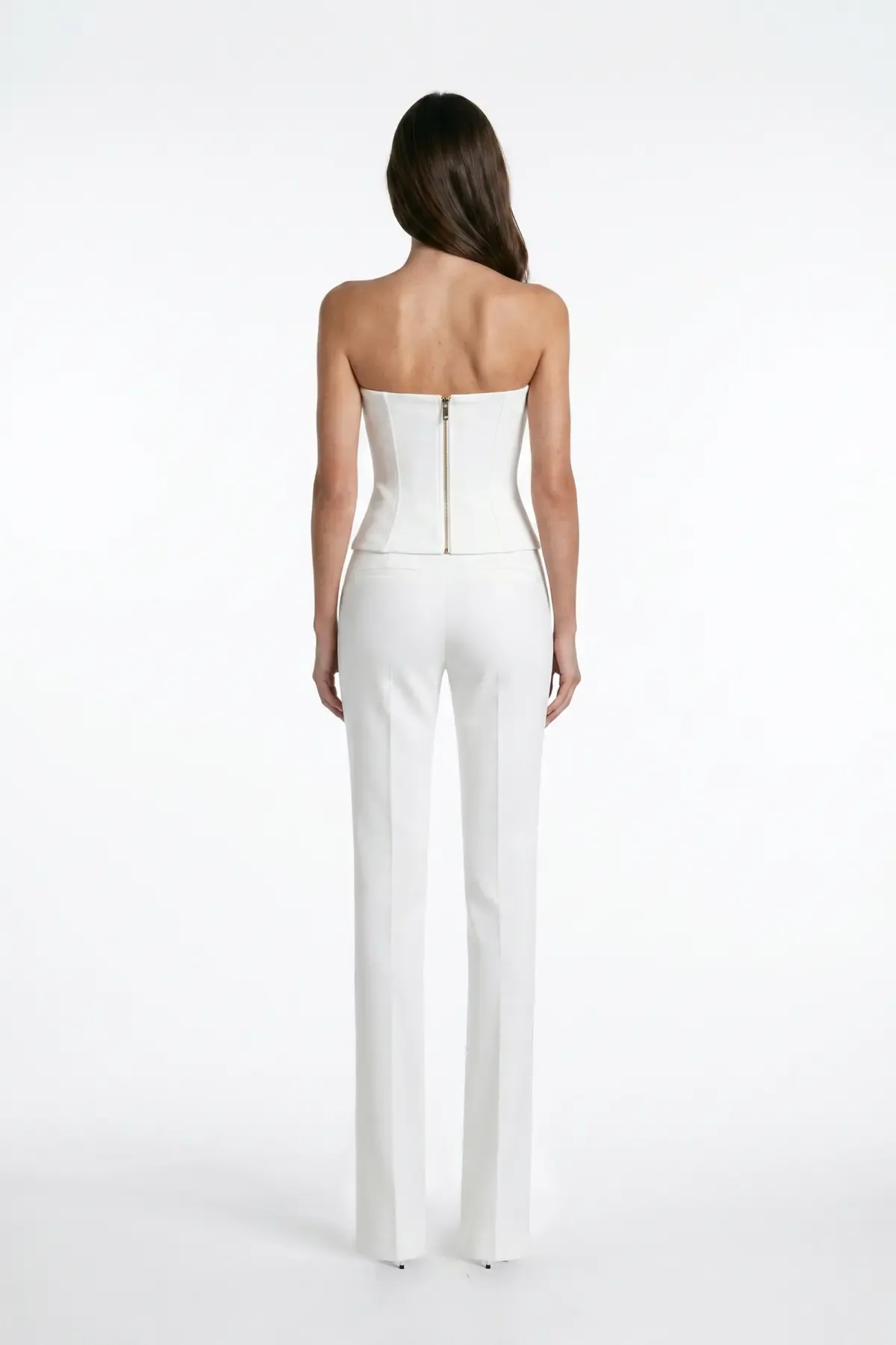 WHITE STITCH DETAIL CREPE CORSET