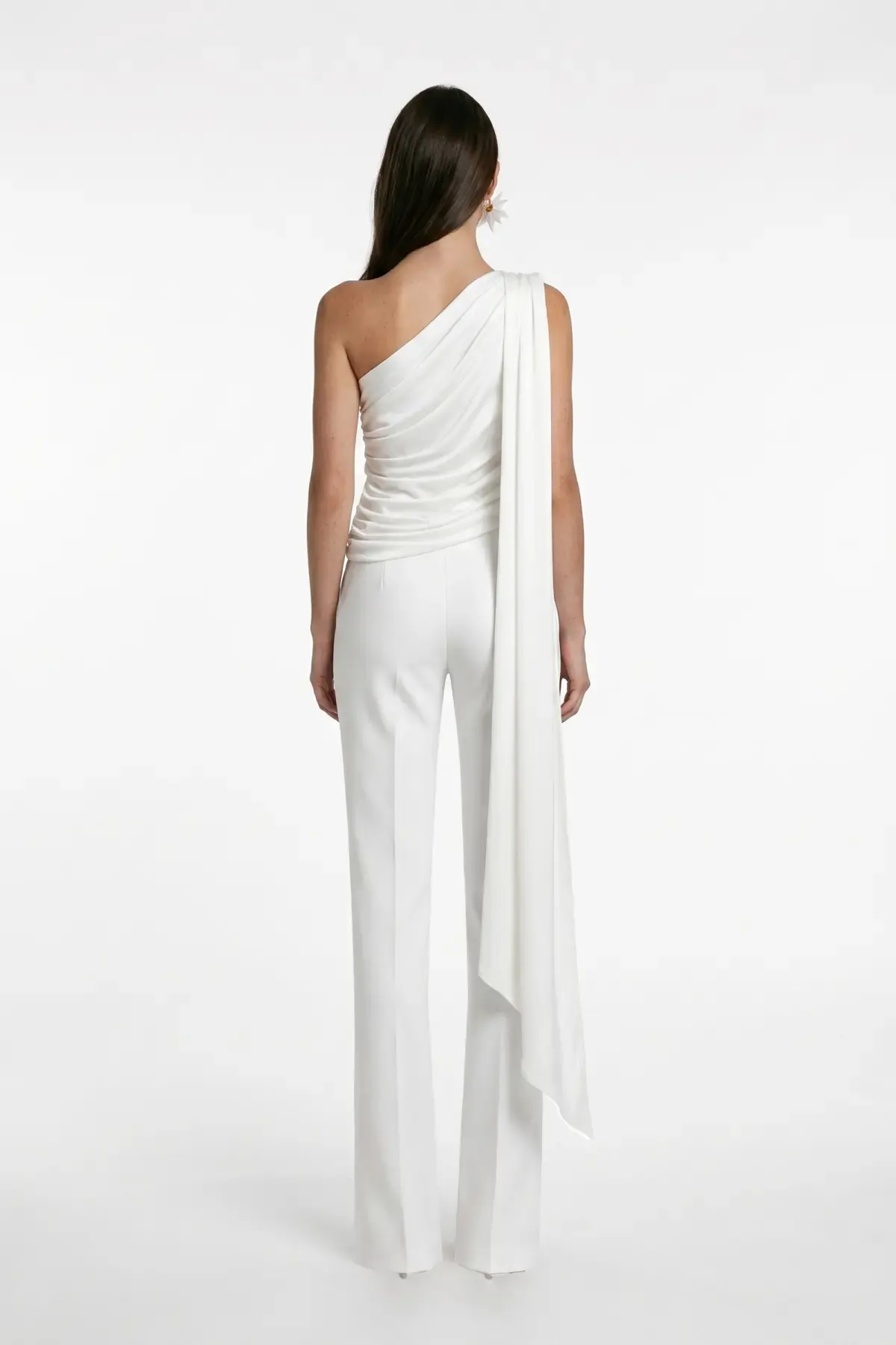 WHITE DRAPED SHAWL DETAIL TOP