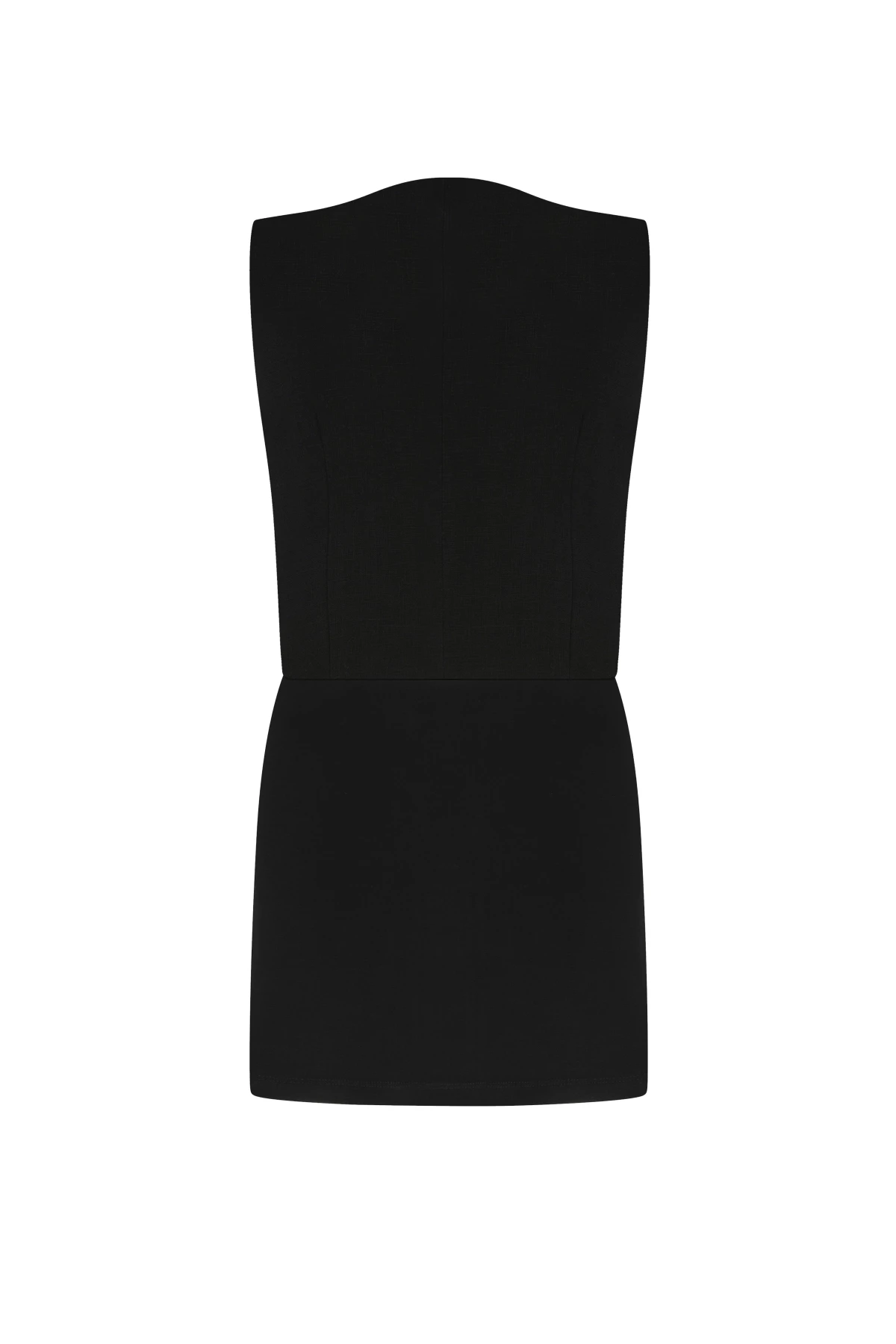 STONE-ROSE DETAILED BLACK VEST SKIRT SET