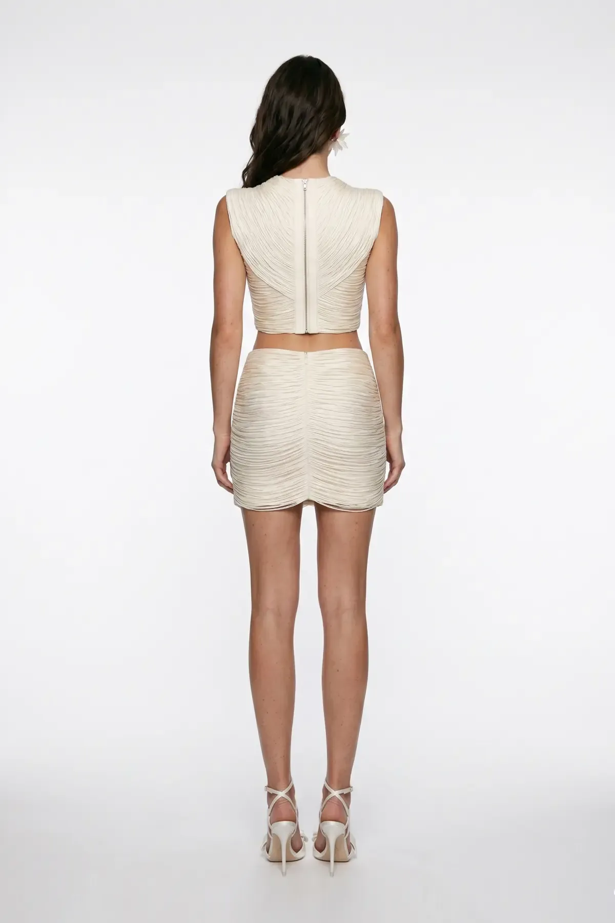ECRU FRINGE DETAIL MINI SKIRT