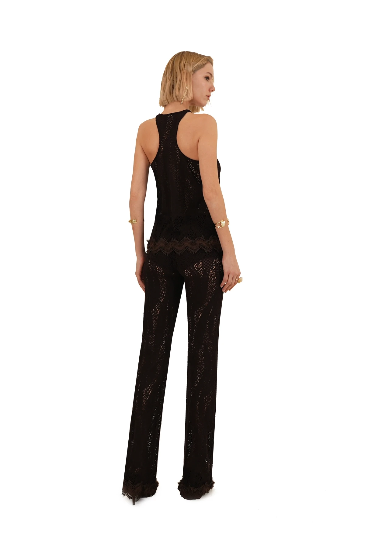 Halterneck Brown Crochet Top