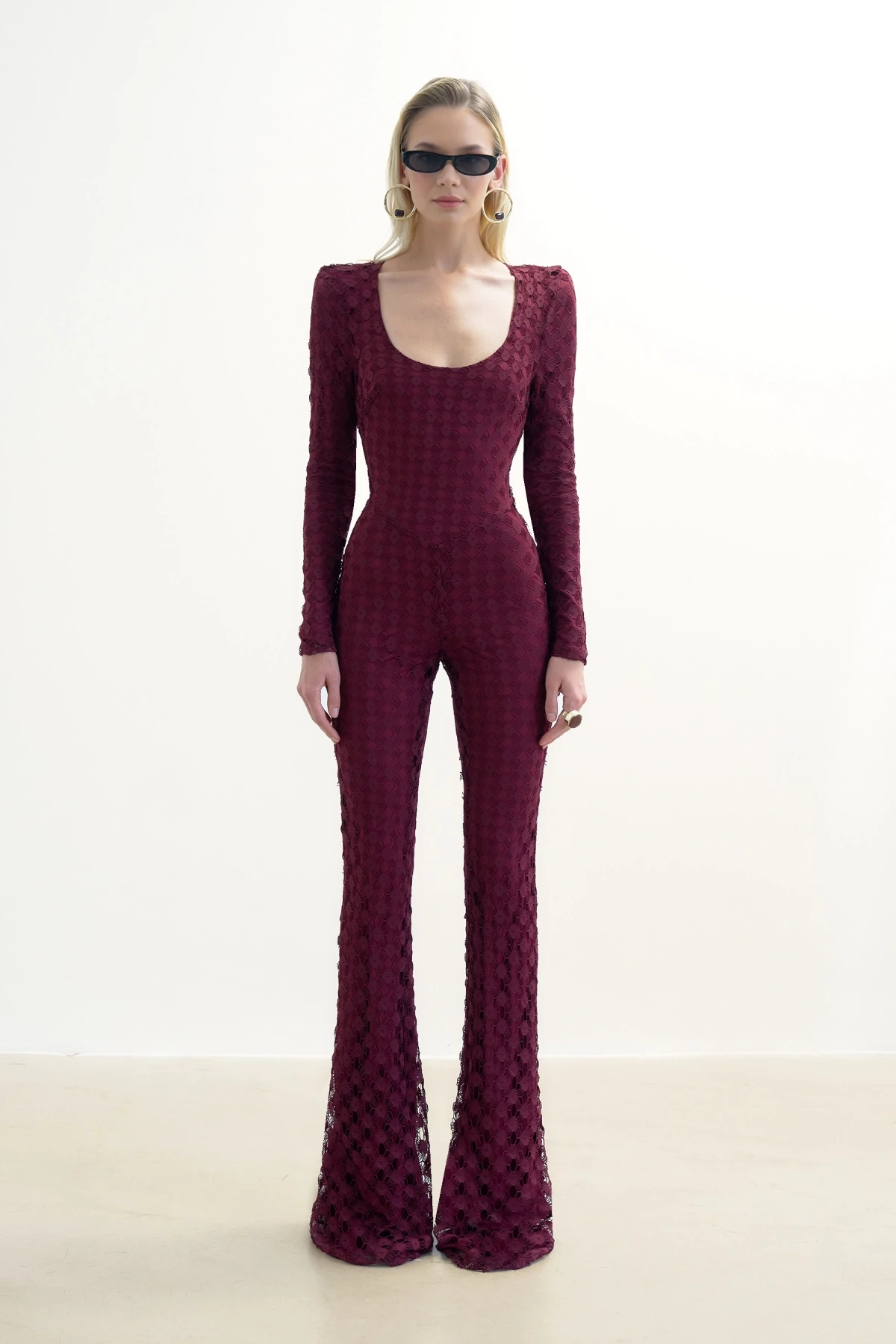 CHERRY RED BACKLESS JUMPSUIT