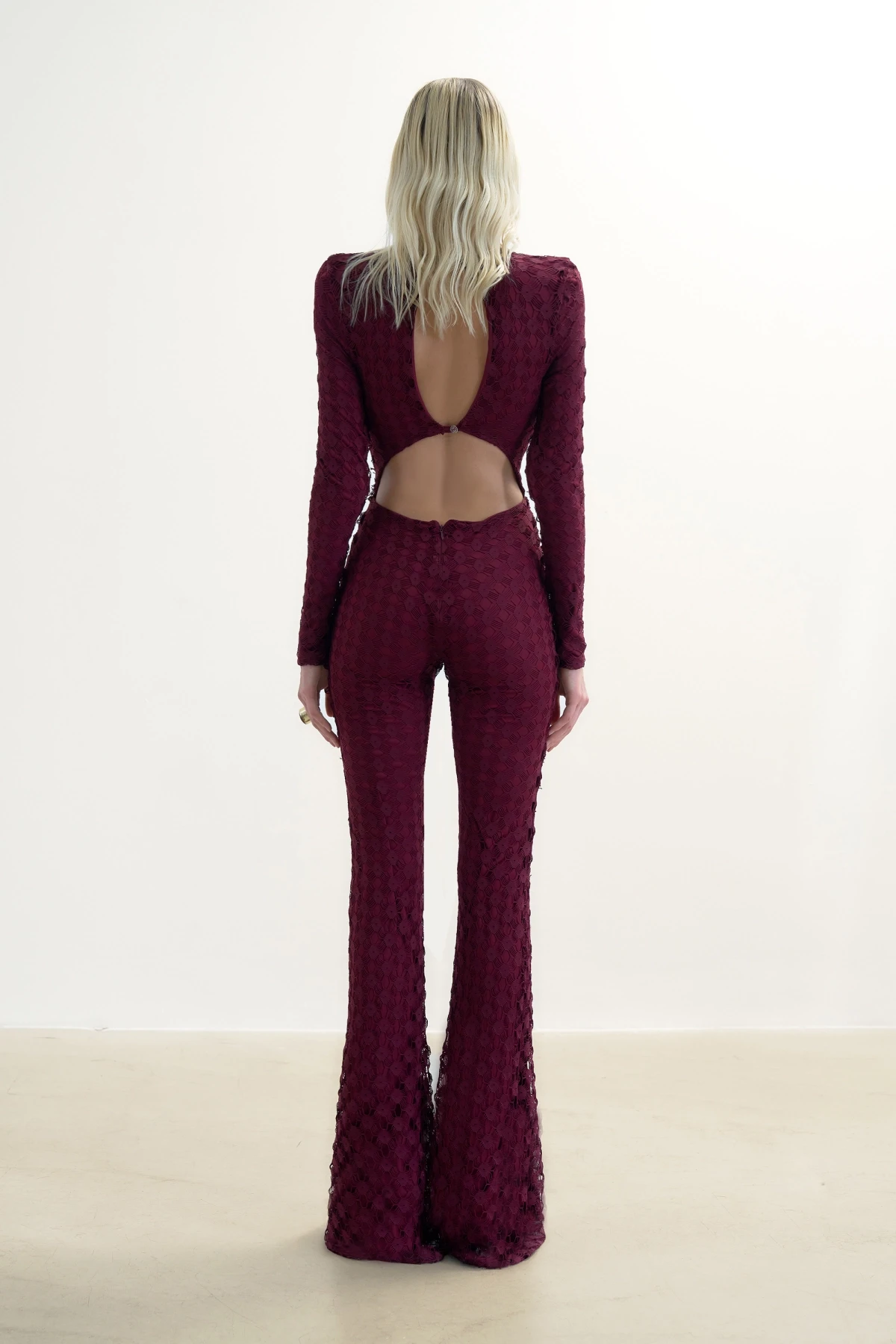 CHERRY RED BACKLESS JUMPSUIT