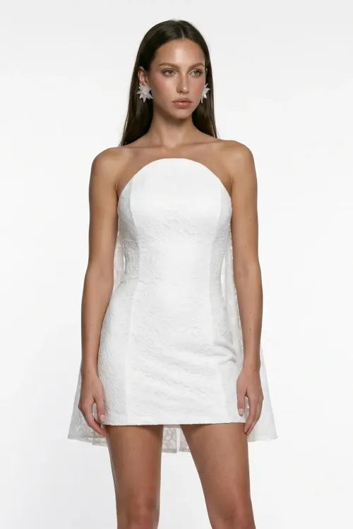 WHITE LACE CORSET DETAIL MINI BODYCON DRESS