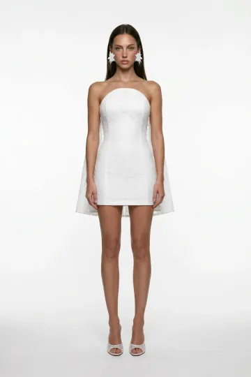 WHITE LACE CORSET DETAIL MINI BODYCON DRESS